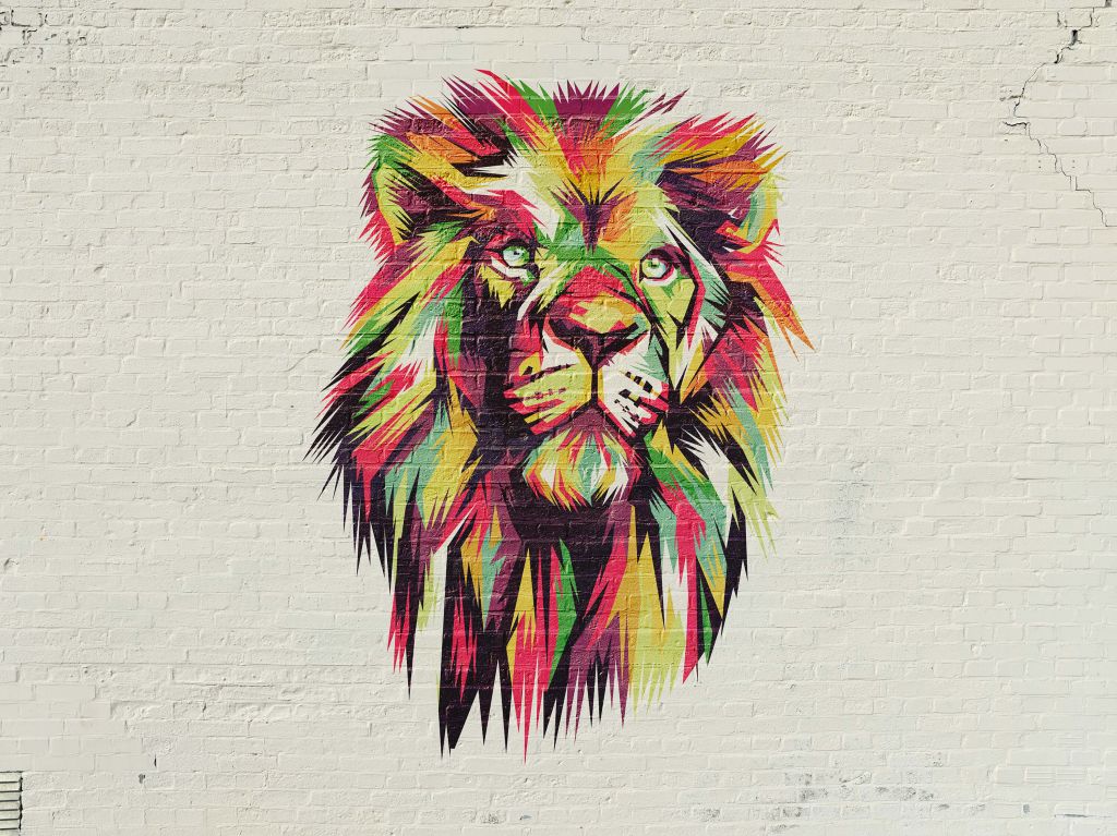 Graffiti przedstawiające lwa