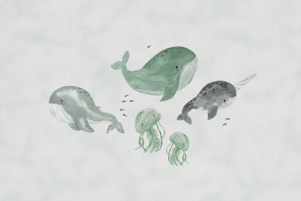 Wieloryby w morzu zielone