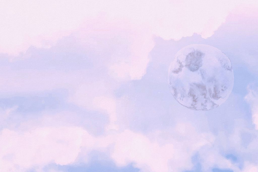 Księżyc i chmury w kolorze różowym