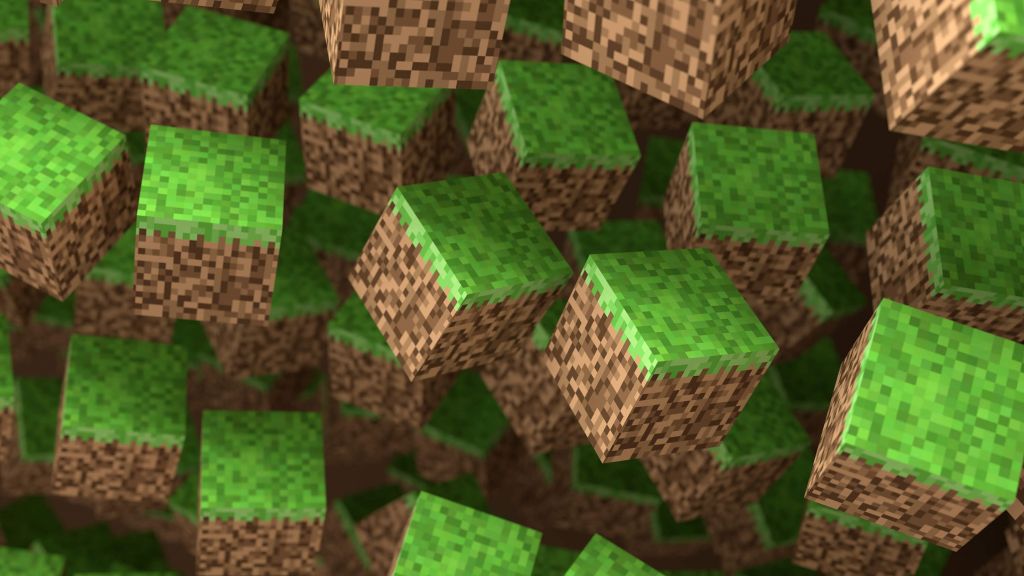 Bloki 3D Minecraft z trawą