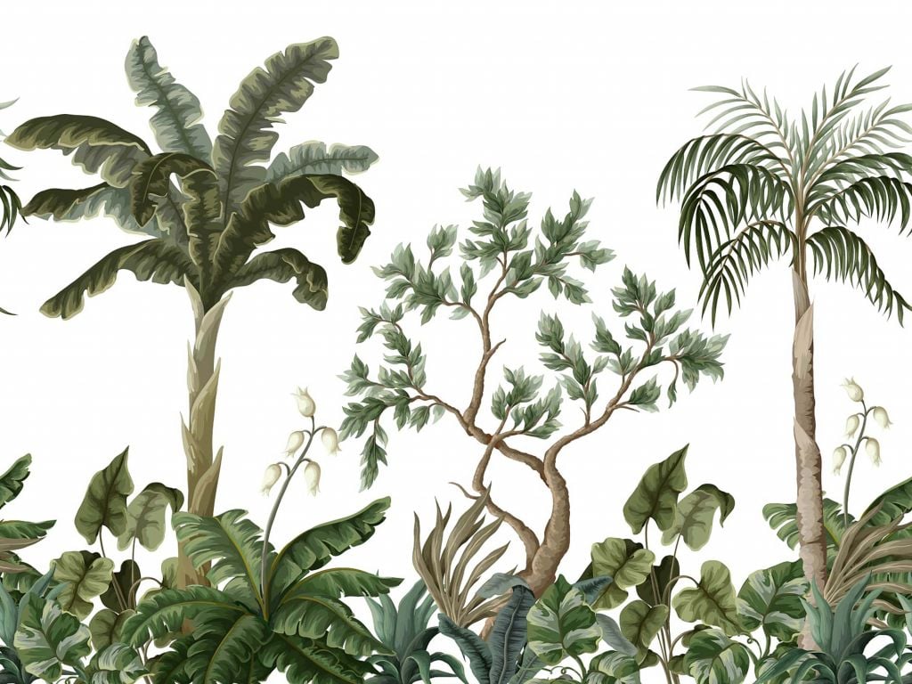 Krajobraz dżungli z palmami