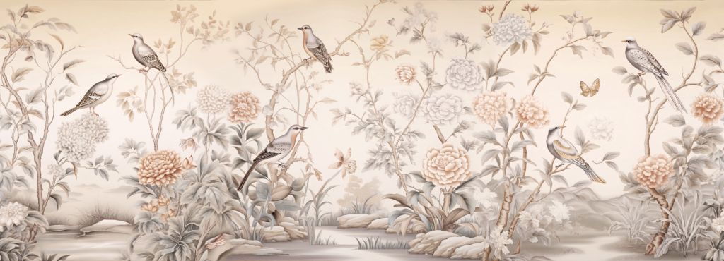 Narysowany krajobraz kwiatowy