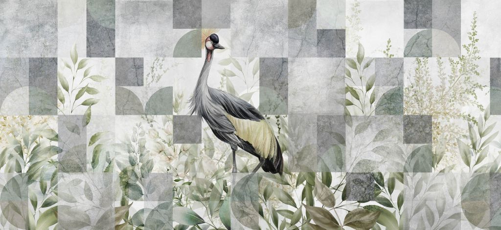 Żuraw wśród liści