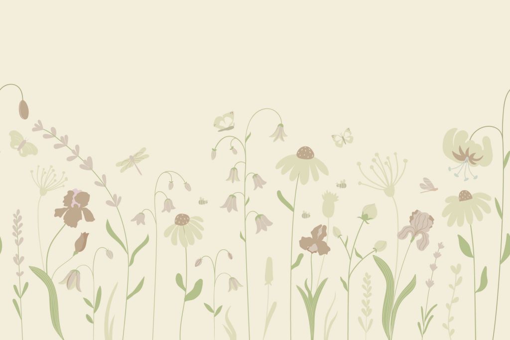 Pole kwiatowe wysokie z motylami piasek ze starym różem