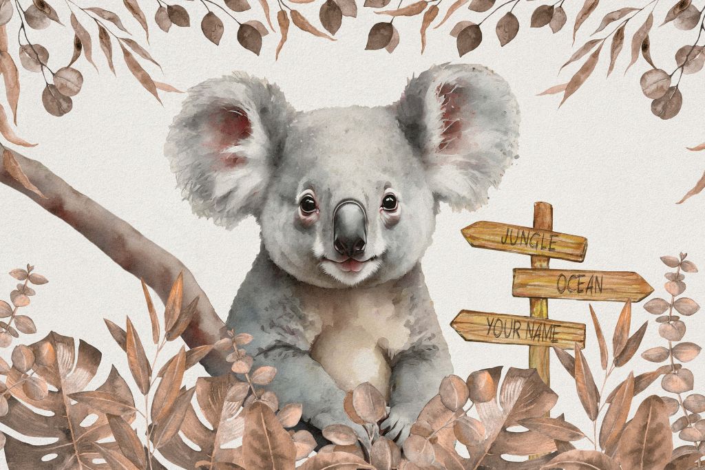 Dziecko koala w dżungli taupe