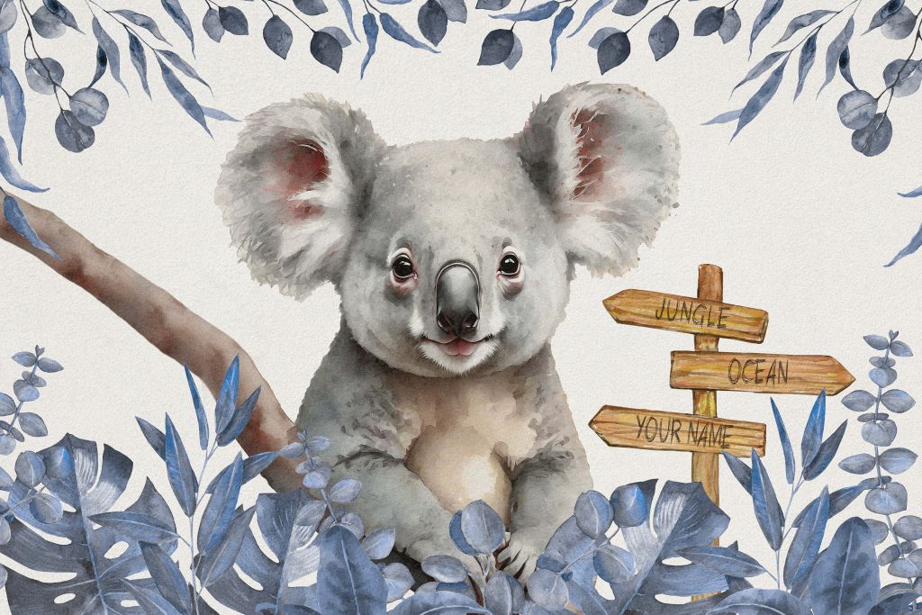 Dziecko koala w dżungli niebieskie
