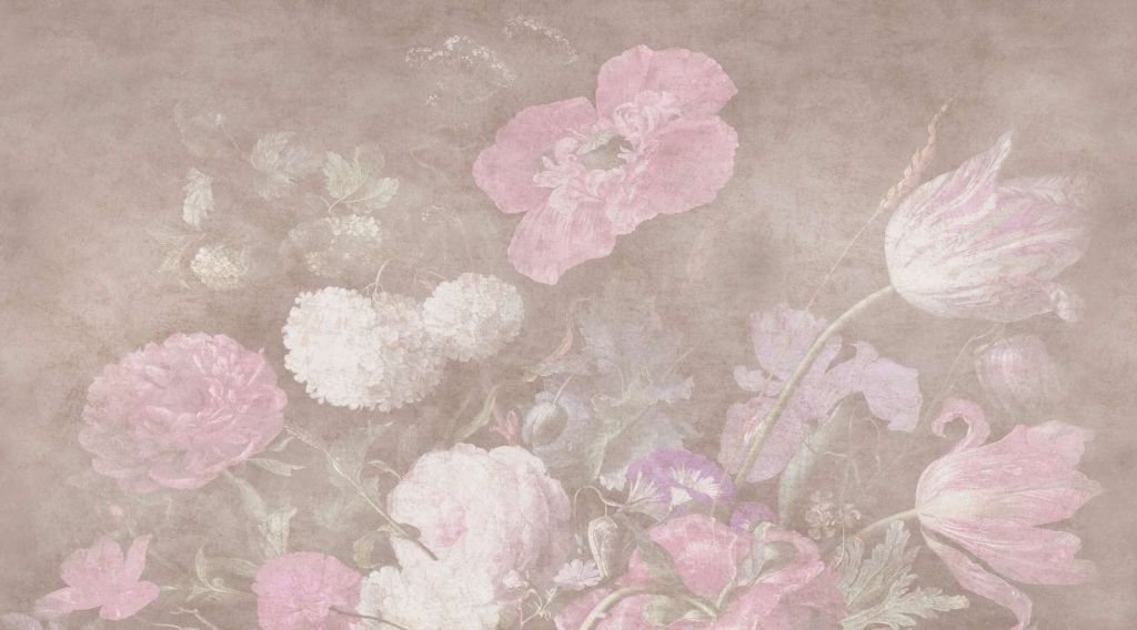 Barokowe kwiaty - martwa natura - pastelowy vintage