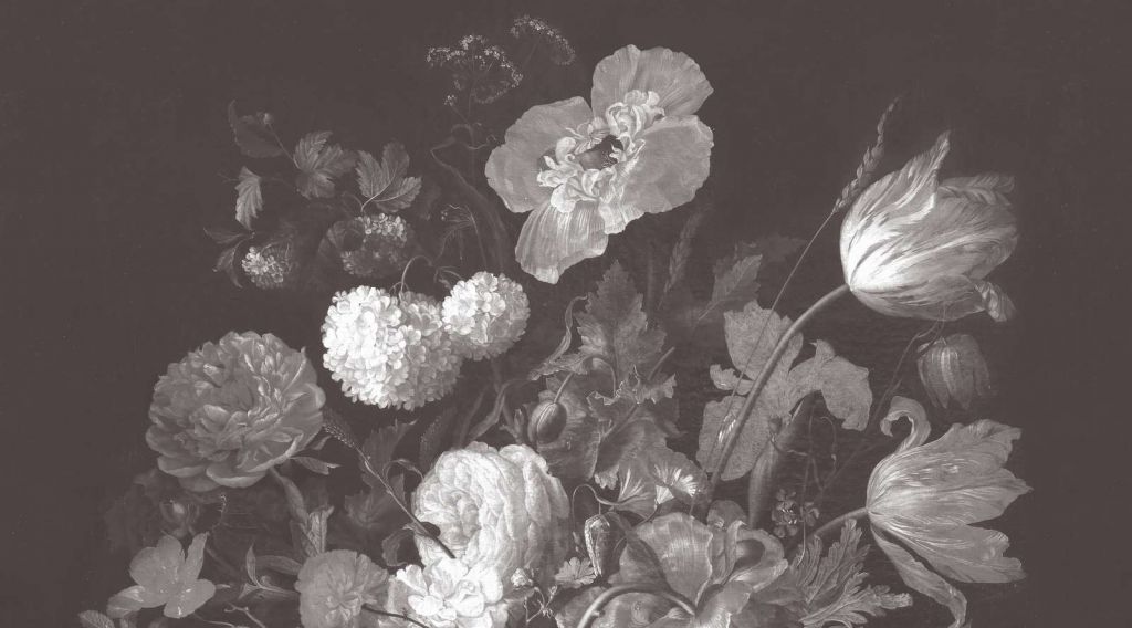 Barokowe kwiaty - martwa natura - ciemna sepia