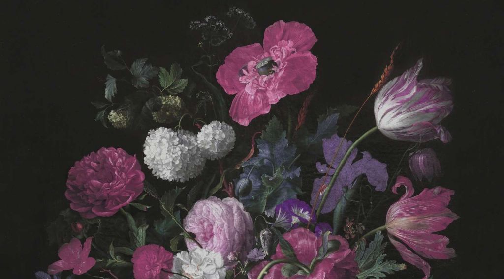 Barokowe kwiaty - martwa natura - nastrojowy róż