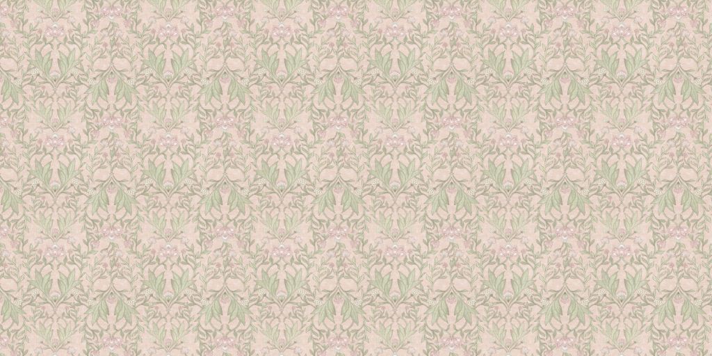 Kwiatowy adamaszek Morris - pastelowy róż