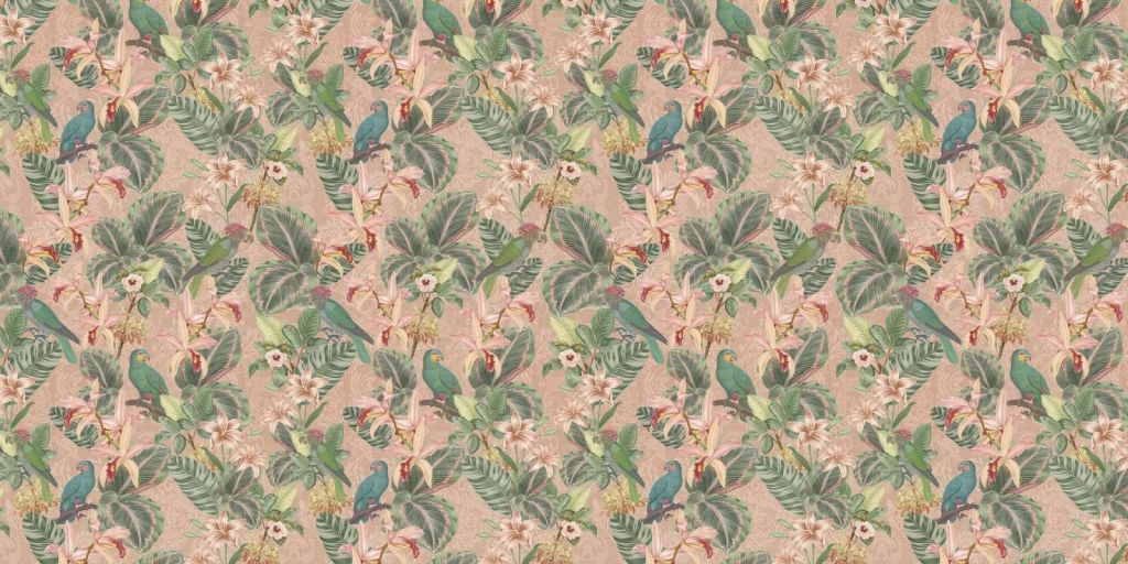 Ptaki i papugi tropikalnej dżungli - terakota