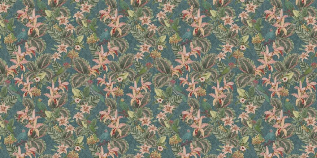 Ptaki i papugi z tropikalnej dżungli - turkusowy