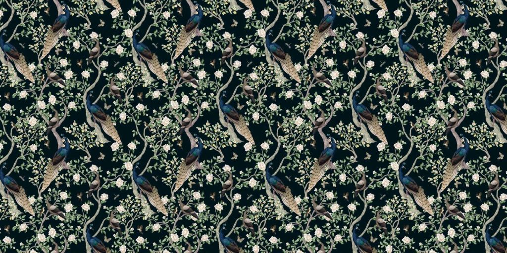 Ogród kwiatowy z pawią koroną