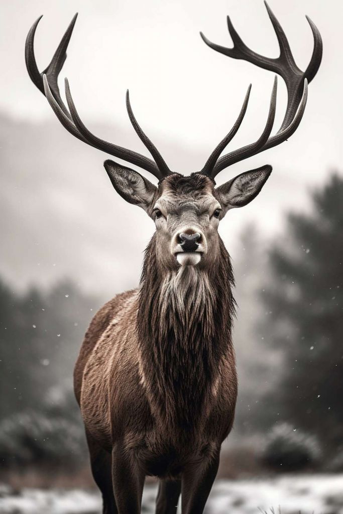 Spojrzenie zimowego króla jeleni