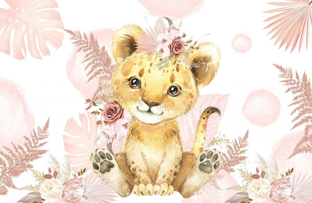 Dziecko różowej lwicy z dżungli