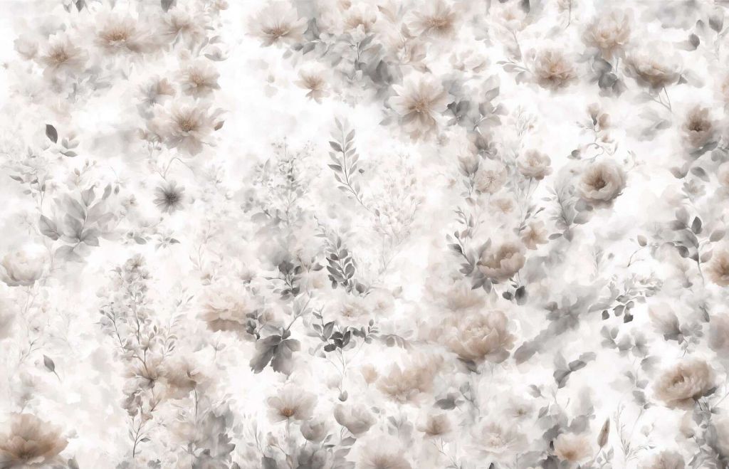 Delikatny kwiatowy nastrój - brązowy