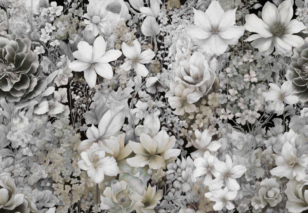 Festiwal kwiatów bezszwowy - szary