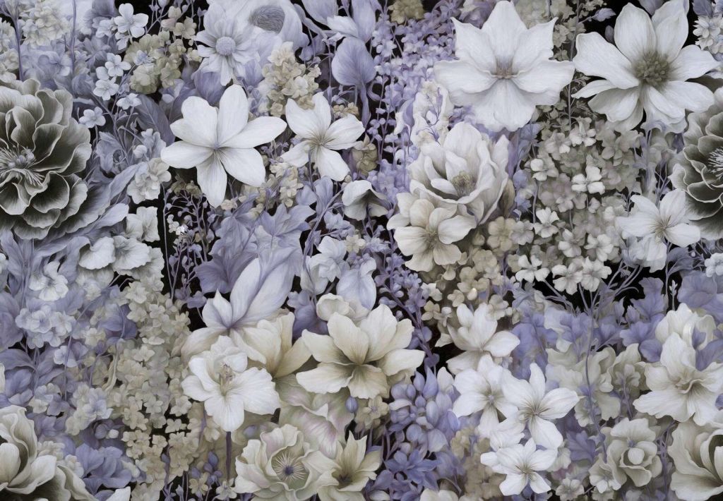 Kwiatowy festiwal bezszwowy - ciemnoszary