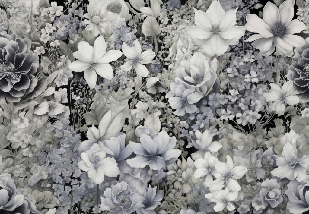 Kwiatowy festiwal bezszwowy - czarny