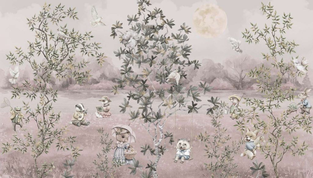 Vintage Zwierzęta - Różowy