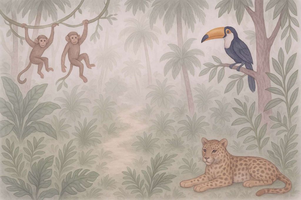 Przyjaciele dżungli we mgle porannej