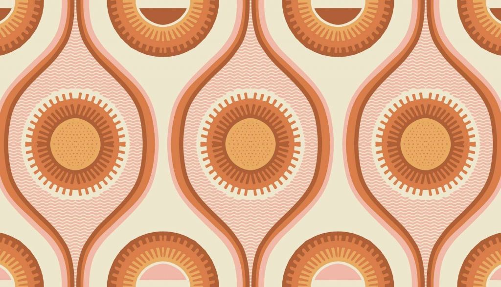 Ciepłe słoneczne spirale w stylu retro.