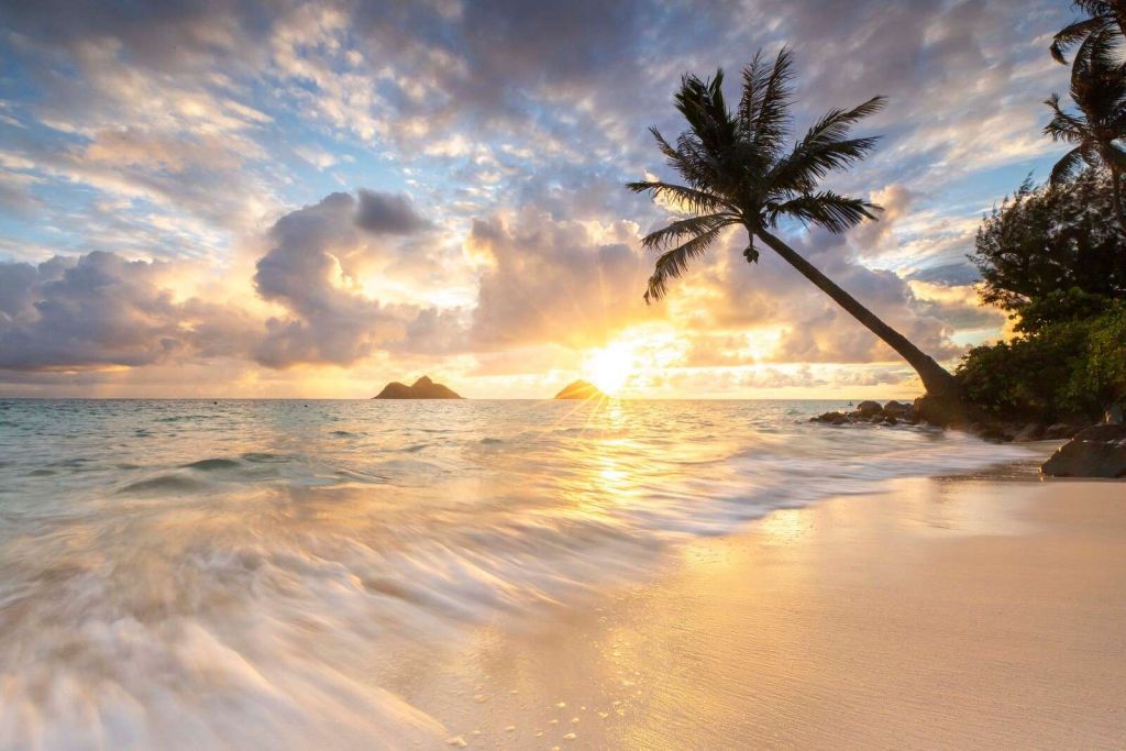 Powoli świta na tropikalnej plaży
