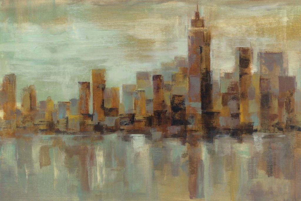 Niebieska linia horyzontu w świetle miedzi.