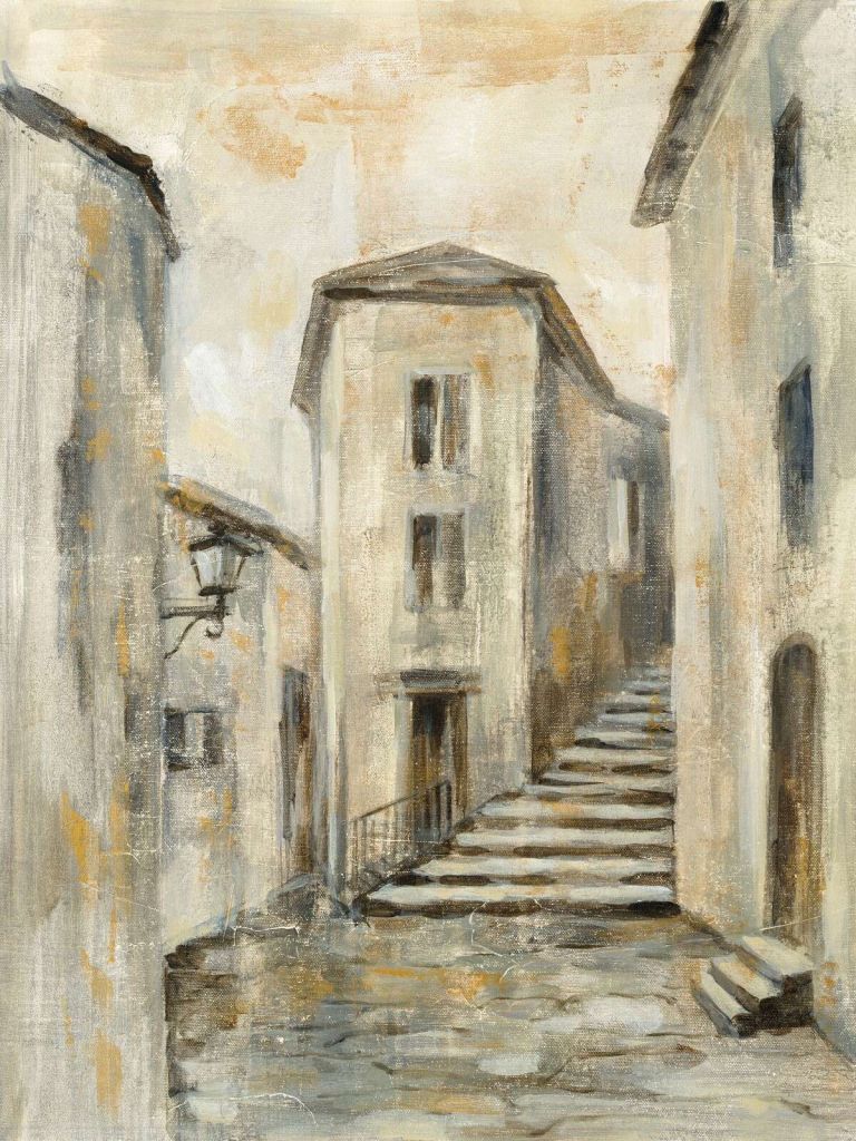 Schody kamiennego wąwozu w śródziemnomorskim zaułku.