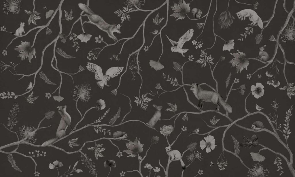 Playful Forest - Monochrome - Black