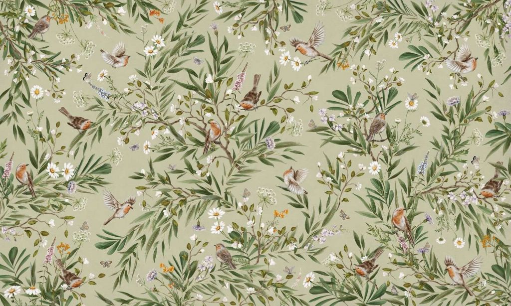 Playful Robins - Green