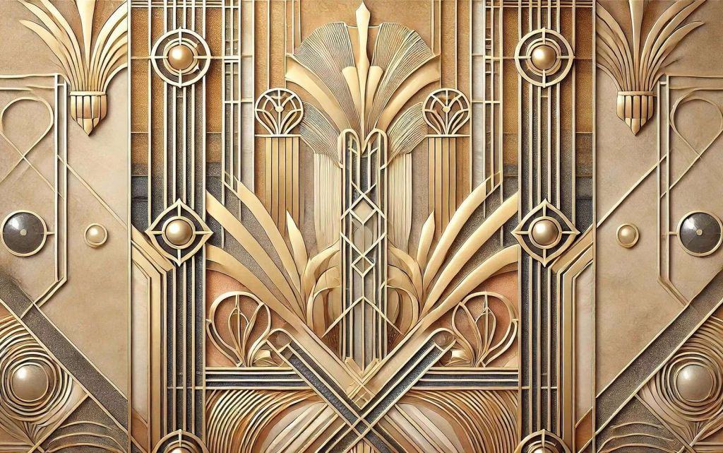 Złote art deco w symetrycznym reliefie