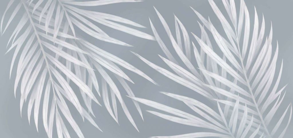 Lekkie liście palmowe w odcieniu niebiesko-szarym.