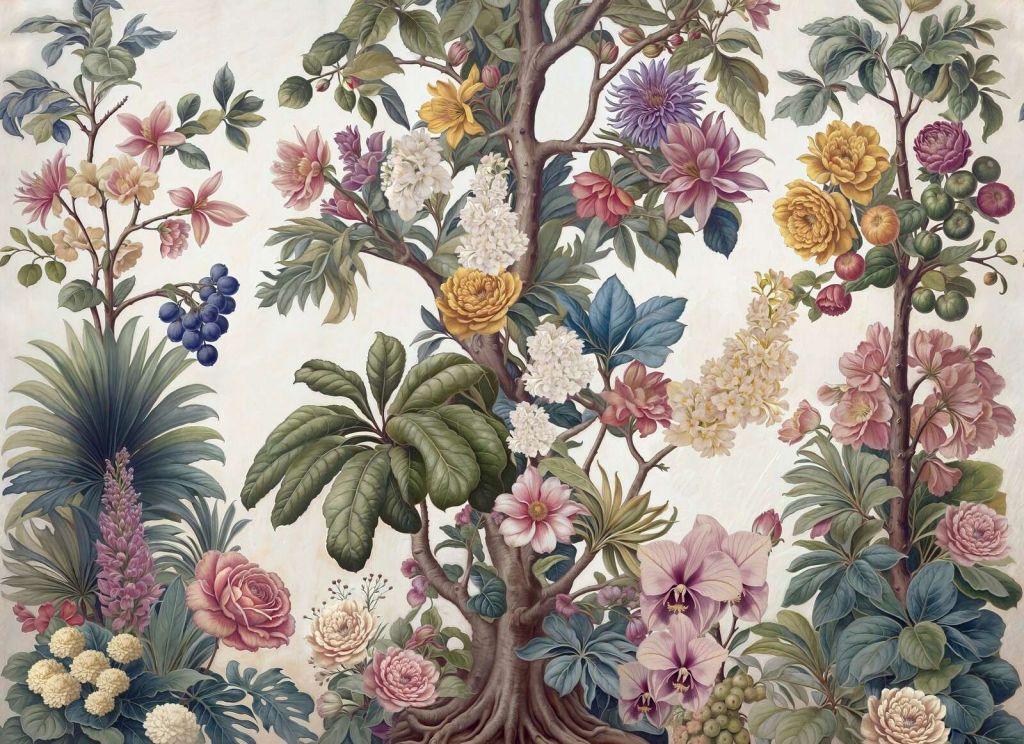 Botaniczne drzewo kwitnące z kwiatami