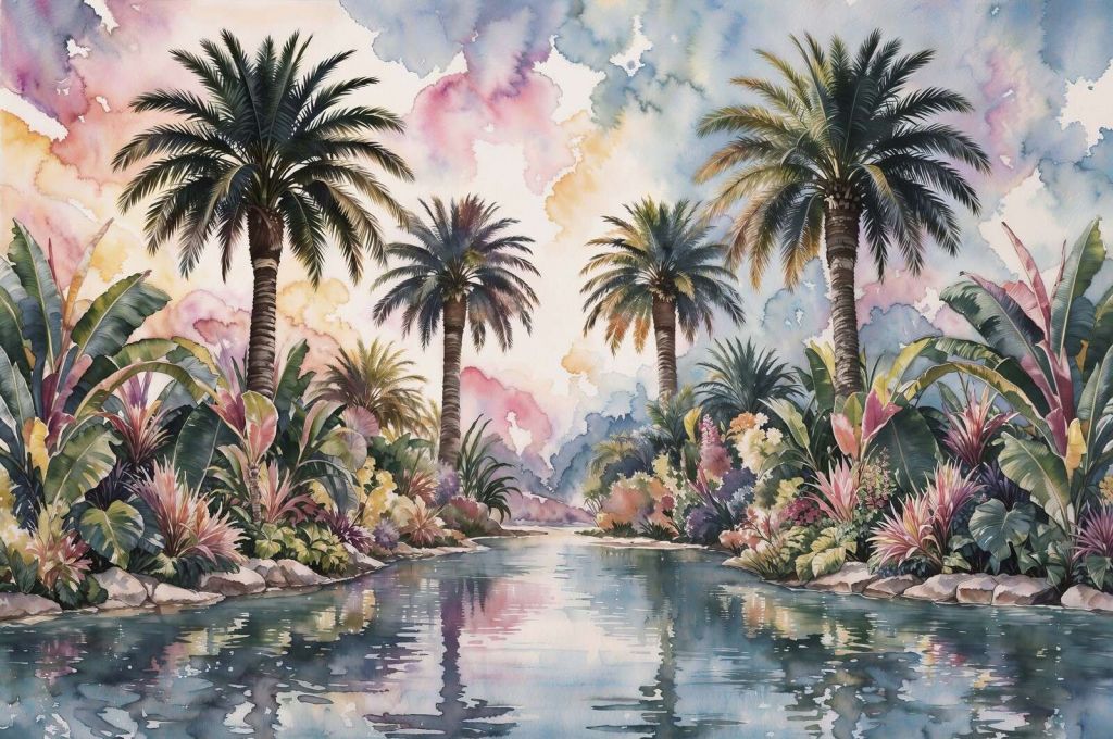 Tropikalny krajobraz palmowy nad wodą