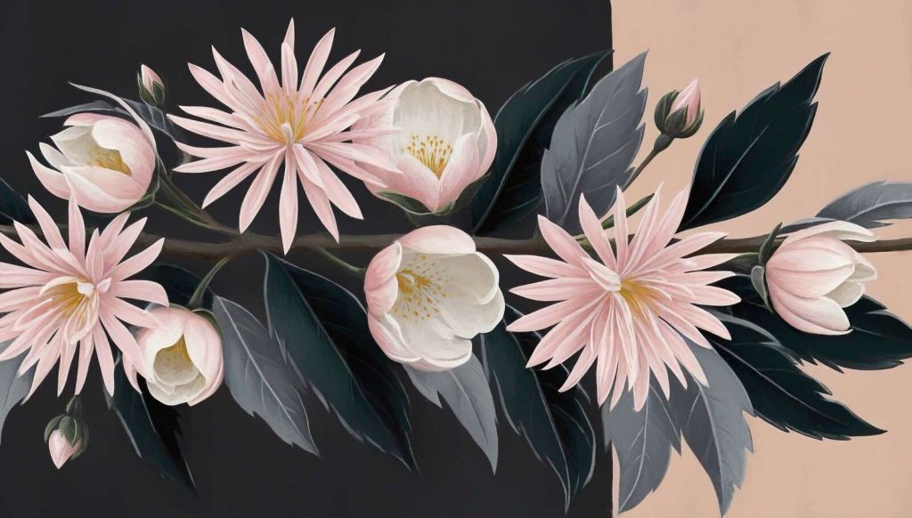 Delikatnoróżowy powojnik na gałęzi