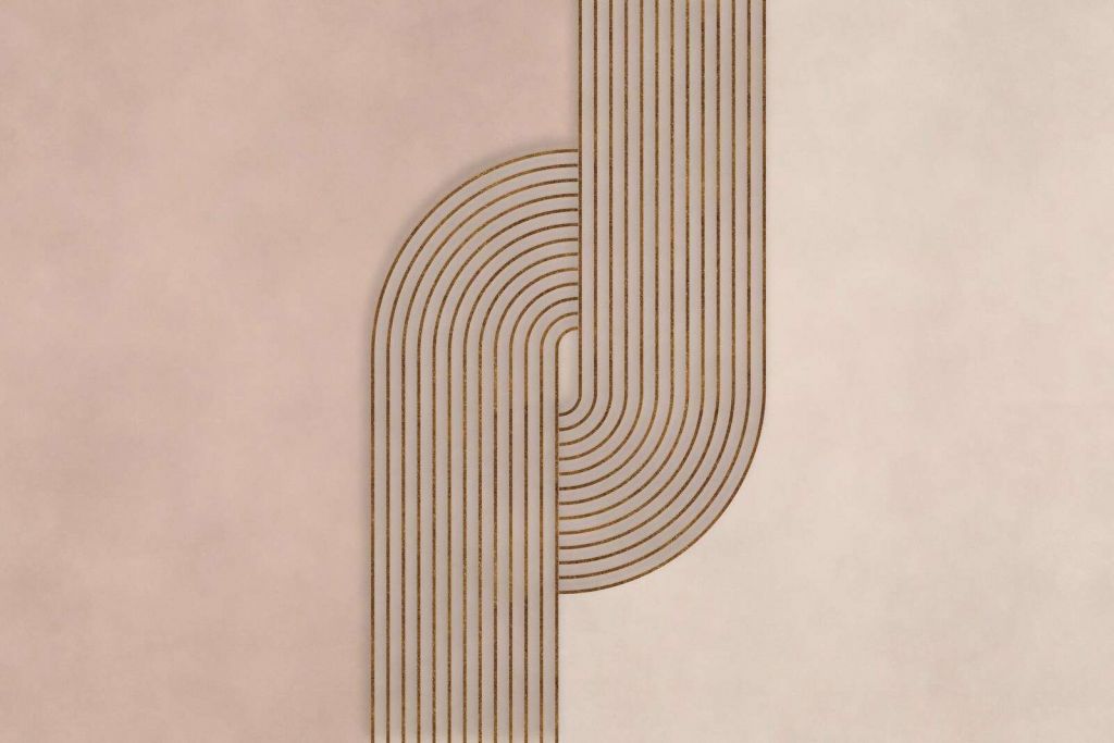 Bauhaus Twist Mid Century Modern Art Beżowy