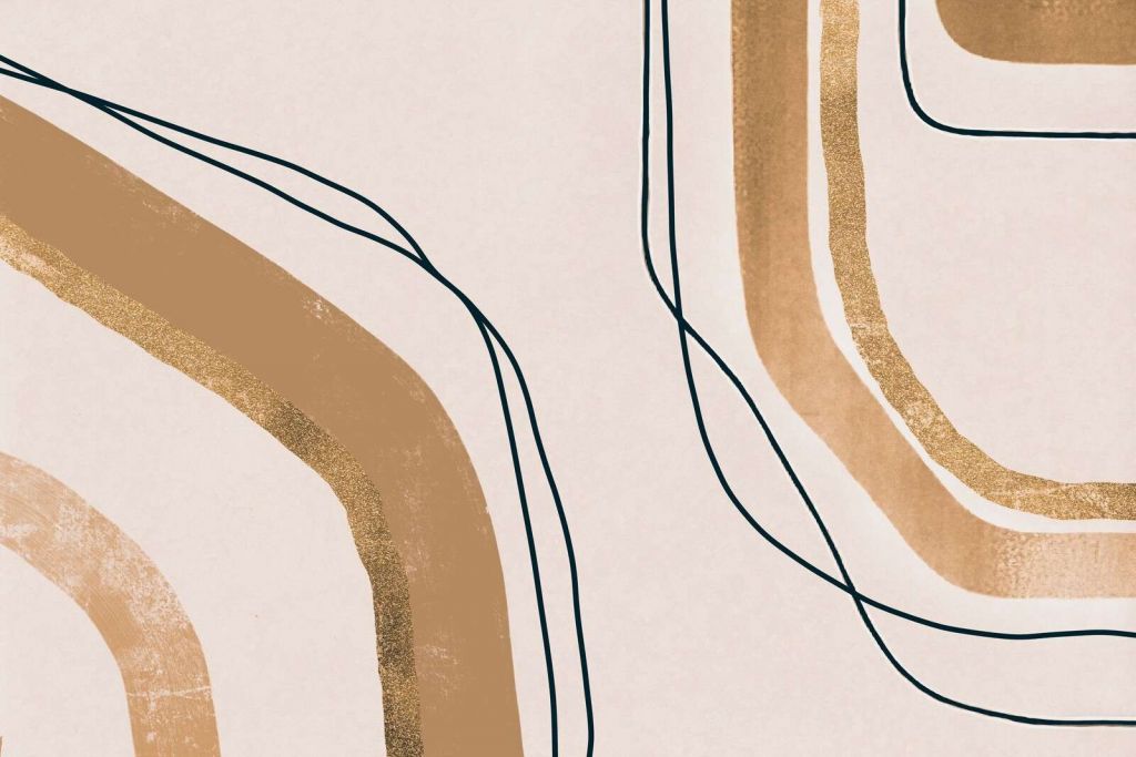Uspokajające linie, nowoczesna sztuka mid-century, beż