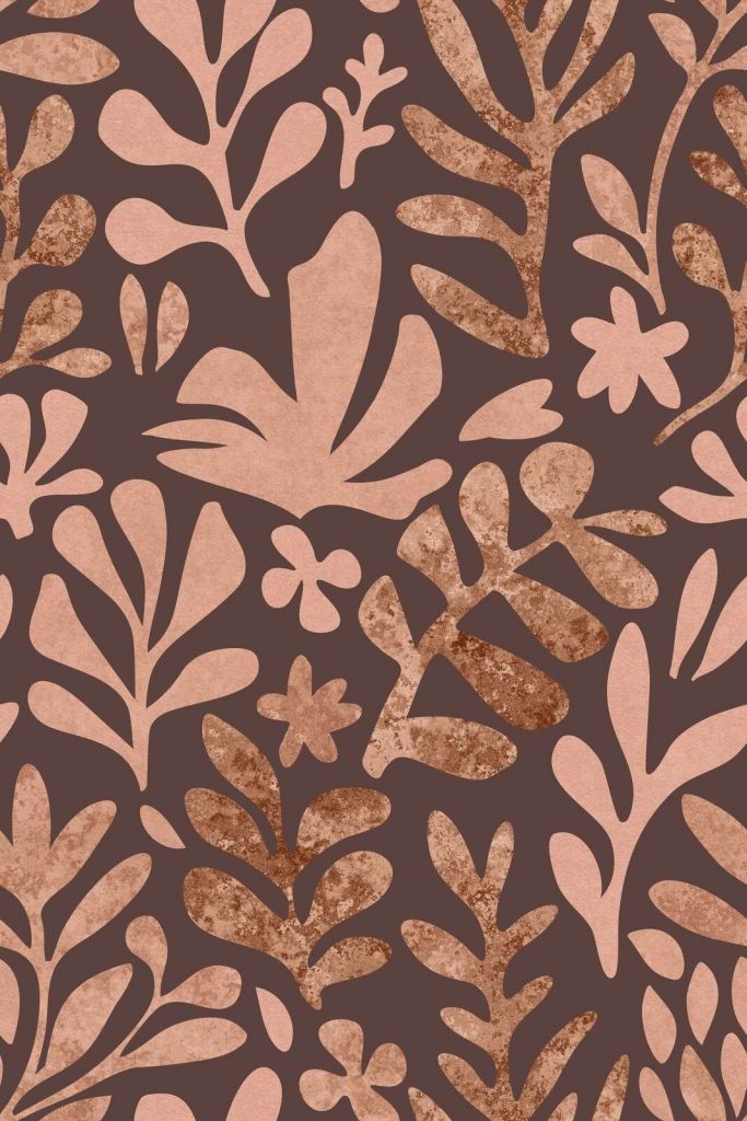 Kształty liści inspirowane Matisse’em w kolorze Mocha Mousse