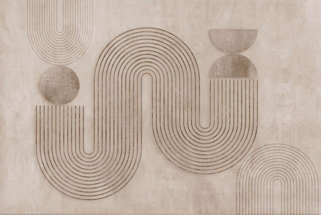 Dynamiczna równowaga, nowoczesna sztuka, beżowy