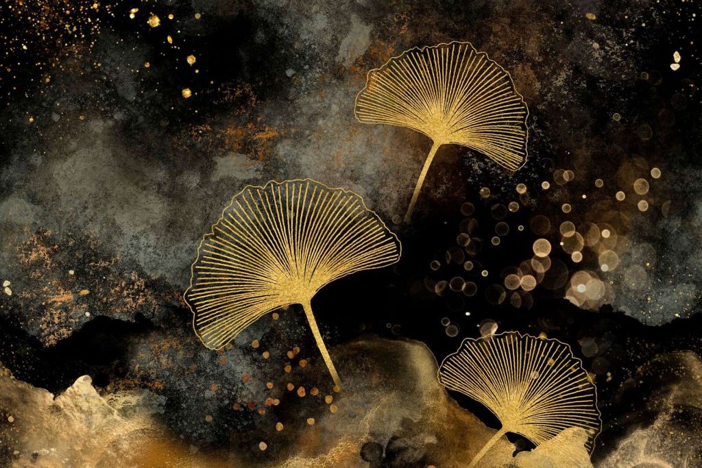 Glamour golden ginkgo leaves