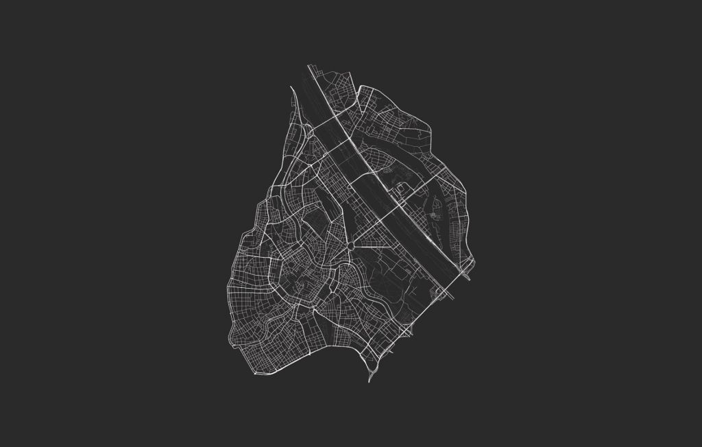 Mapa centrum Wiednia, czarna