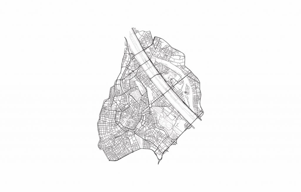 Mapa centrum Wiednia, kolor biały
