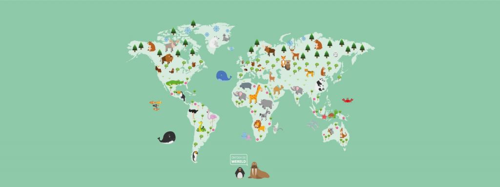Mapa świata dla dzieci w kolorze zielonym