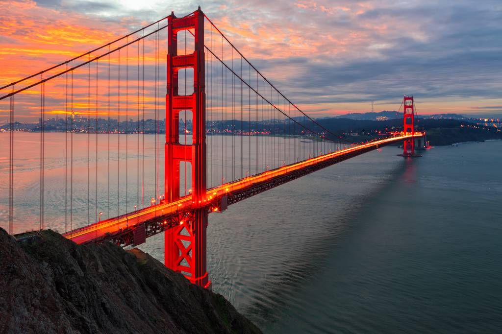 Steden behang - Golden Gate Bridge - Slaapkamer