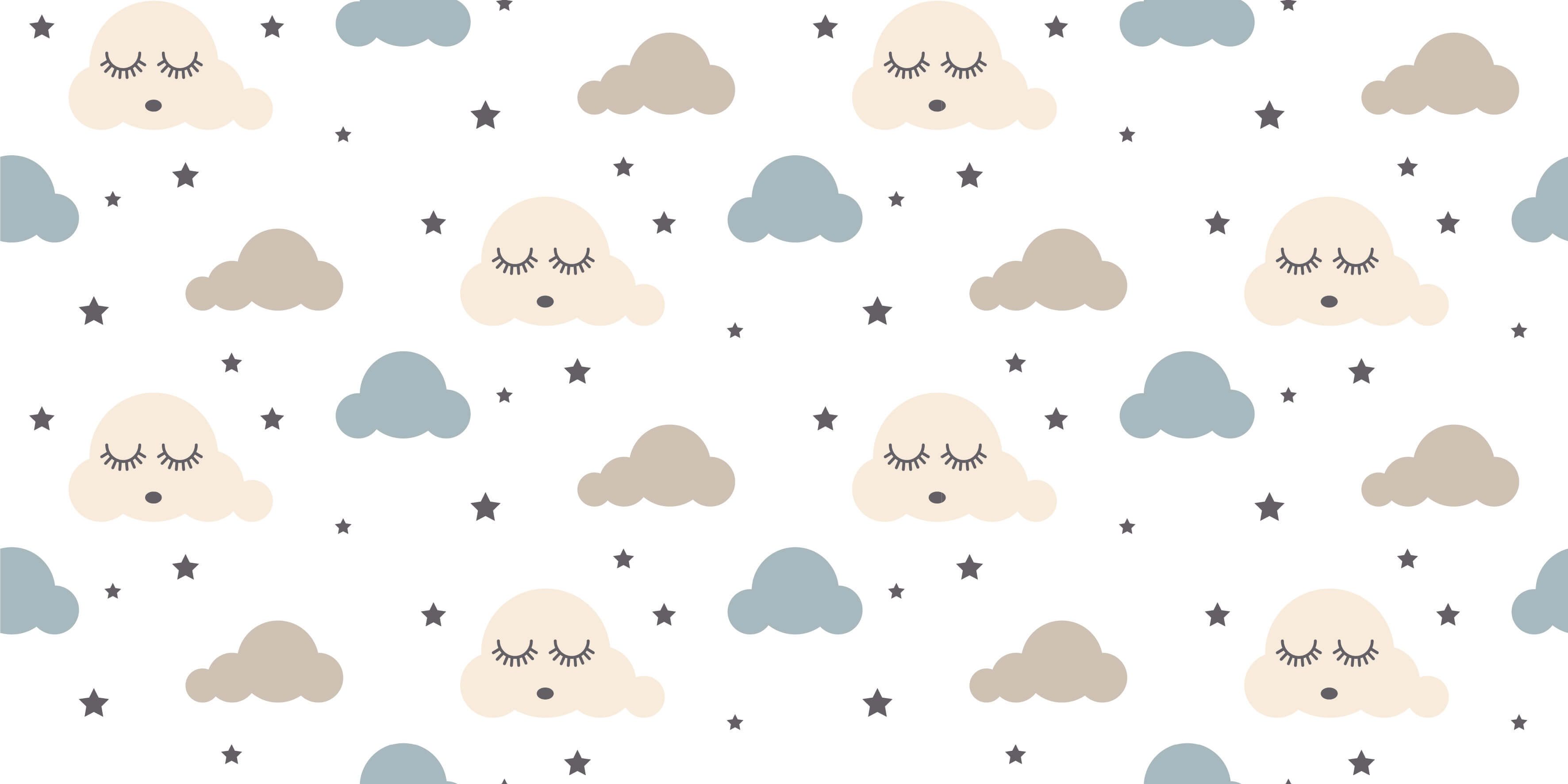 Baby behang - Slapende wolkjes - Babykamer