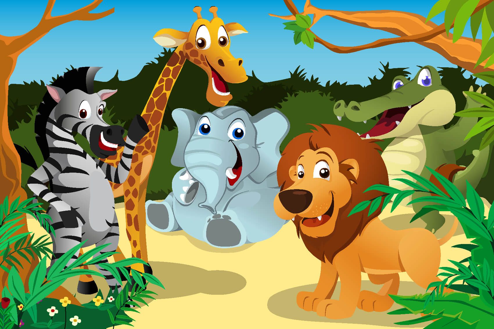 Safari Animals - Vrolijke wilde dieren - Kinderkamer