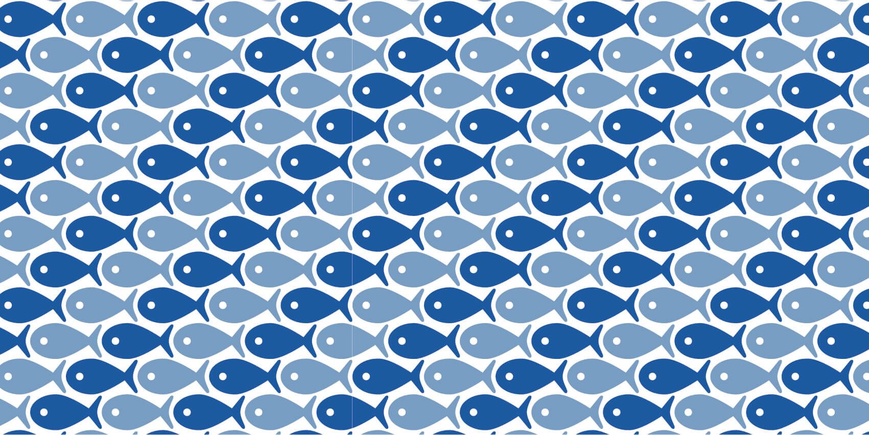 Aquatic Animals - Blauwe vissen - Kinderkamer