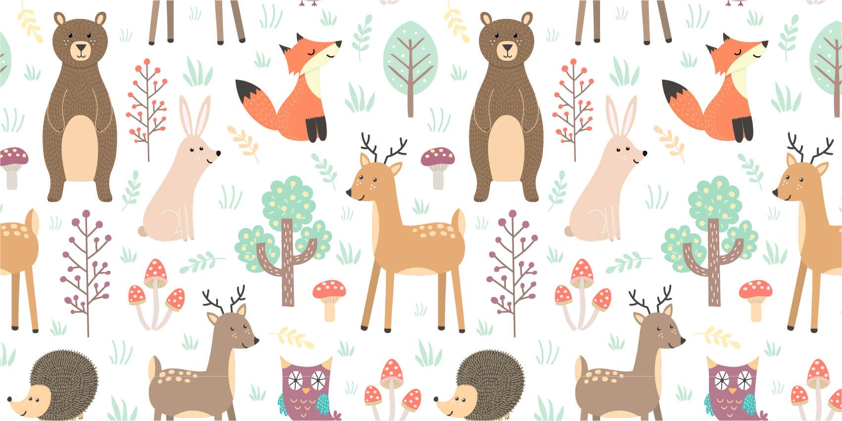 Kids Wallpaper - Verschillende dieren - Kinderkamer