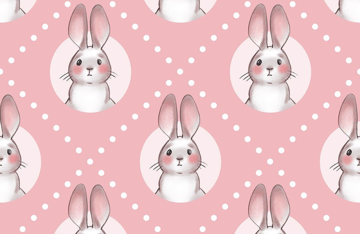 Pattern Różowy wzór królika